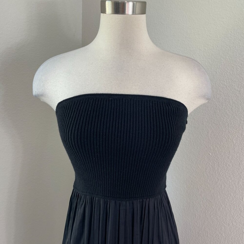 NEW Anthropologie Womens Medium Black Strapless Maxi Dress Ribbed Knit Bodice - Picture 4 of 12